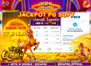 BUKTI JP SLOT WAYS OF THE QILIN GOCAP4D Rp.30.500.000,-LUNAS